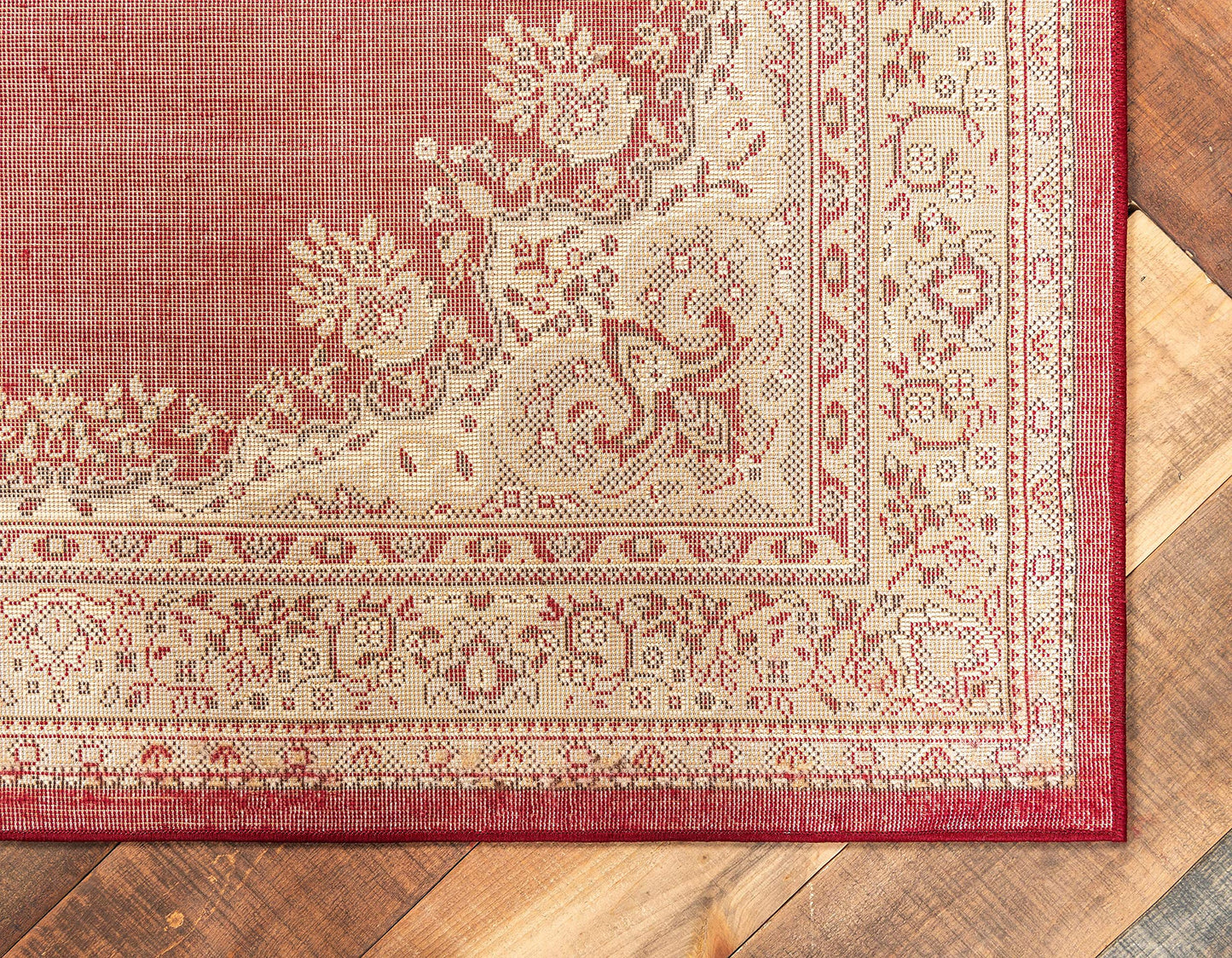 Unique Loom Reza Collection Traditional Persian Style Area Rug, 9 ft 10 in x 13 ft, Burgundy/Ivory