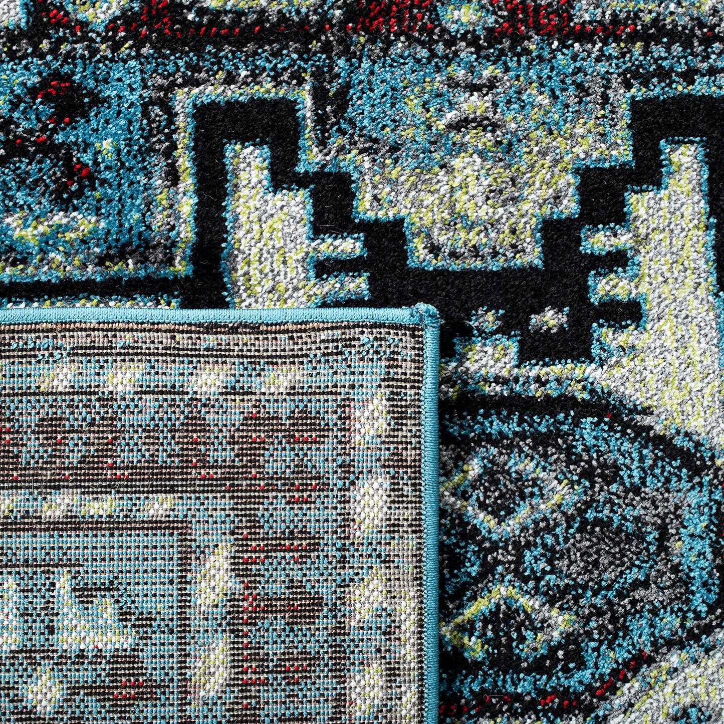 SAFAVIEH Vintage Hamadan Collection Area Rug - 10'6" x 14', Light Blue & Black, Traditional Oriental Design, Non-Shedding & Easy Care, Ideal for High Traffic Areas in Living Room, Bedroom (VTH213M)
