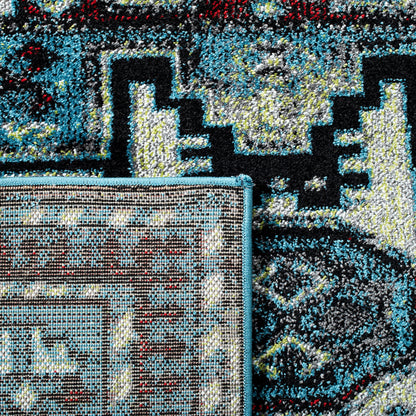 SAFAVIEH Vintage Hamadan Collection Area Rug - 10'6" x 14', Light Blue & Black, Traditional Oriental Design, Non-Shedding & Easy Care, Ideal for High Traffic Areas in Living Room, Bedroom (VTH213M)